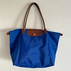 NWOT Longchamp Le Pliage Original Large Nylon Shoulder Tote in Cobalt